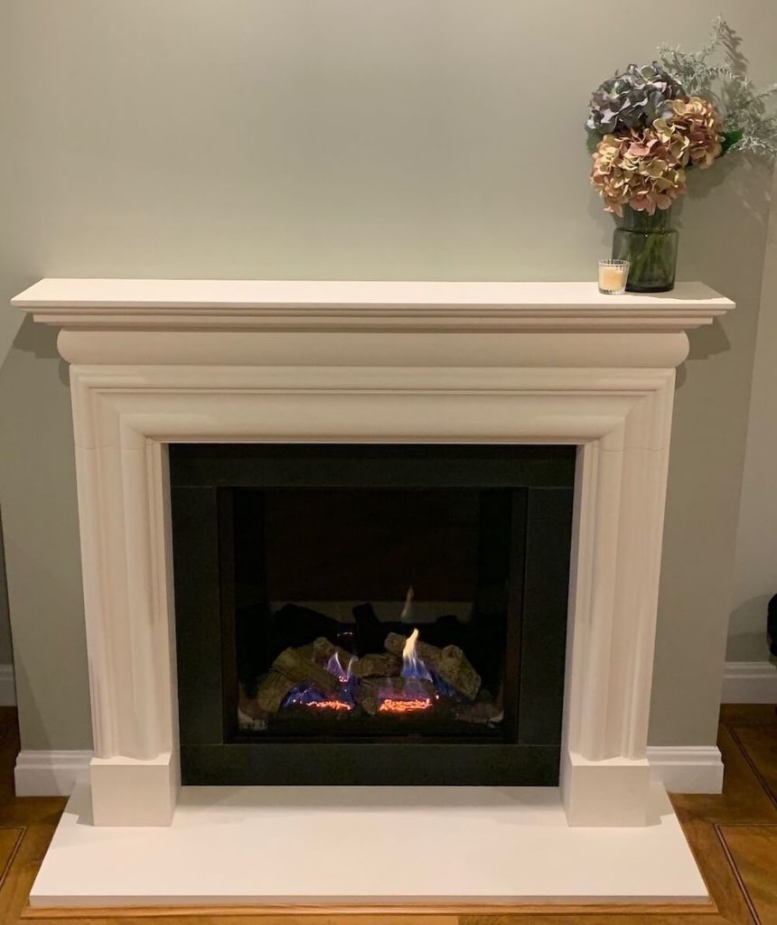 Natural- Limestone fireplace showroom leet
